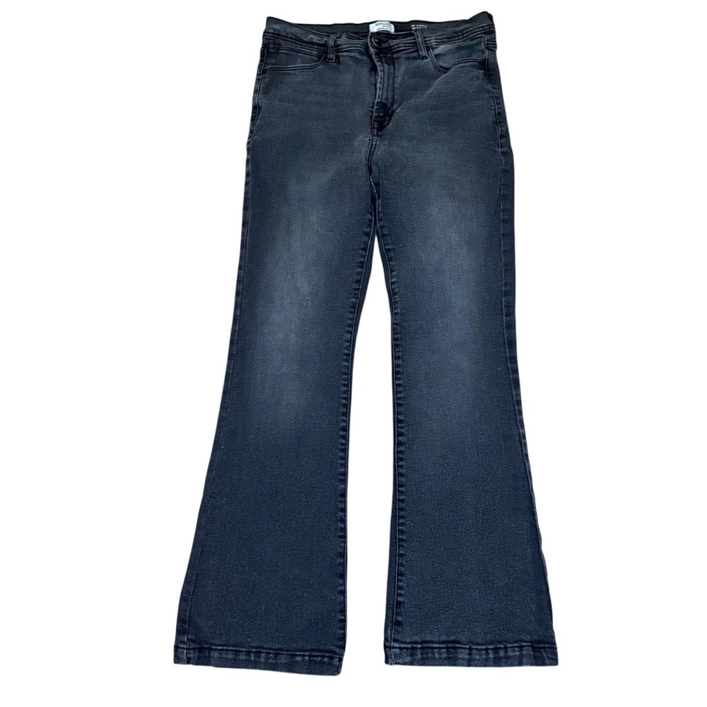 Kensie Jeans The Savannah High Rise Flare Faded Black Vintage Luxe Denim Womens